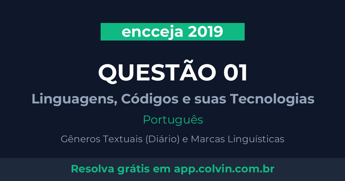 Miniatura da Questão 1 de Português do encceja 2019